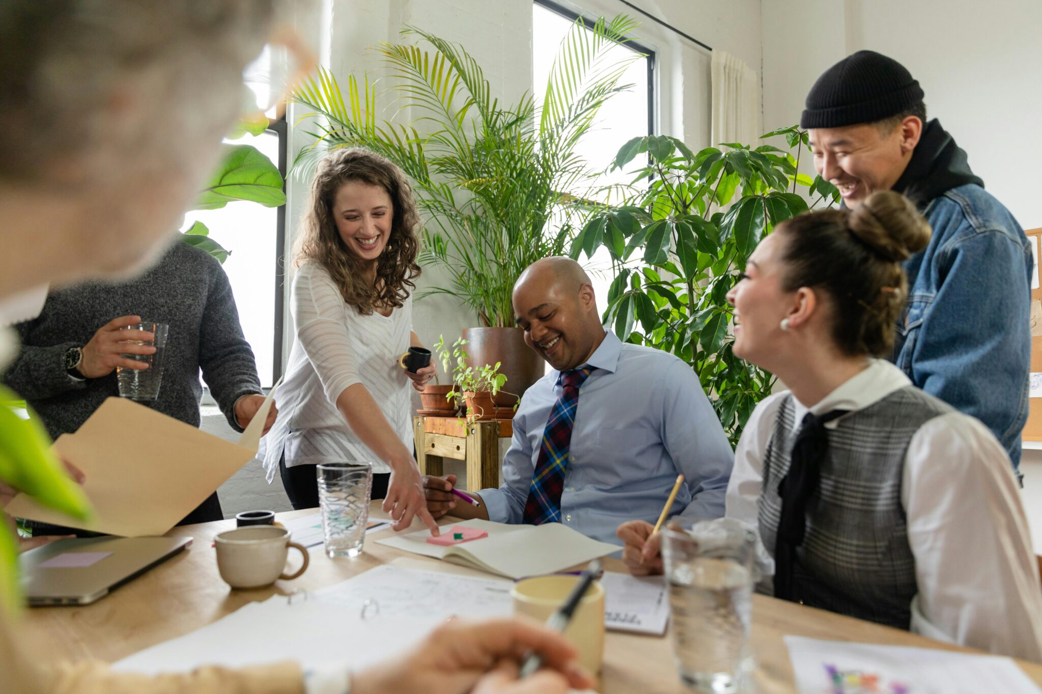 a group of happy people at work