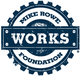 an image of a gear with the words Mike Rowe Works Foundation